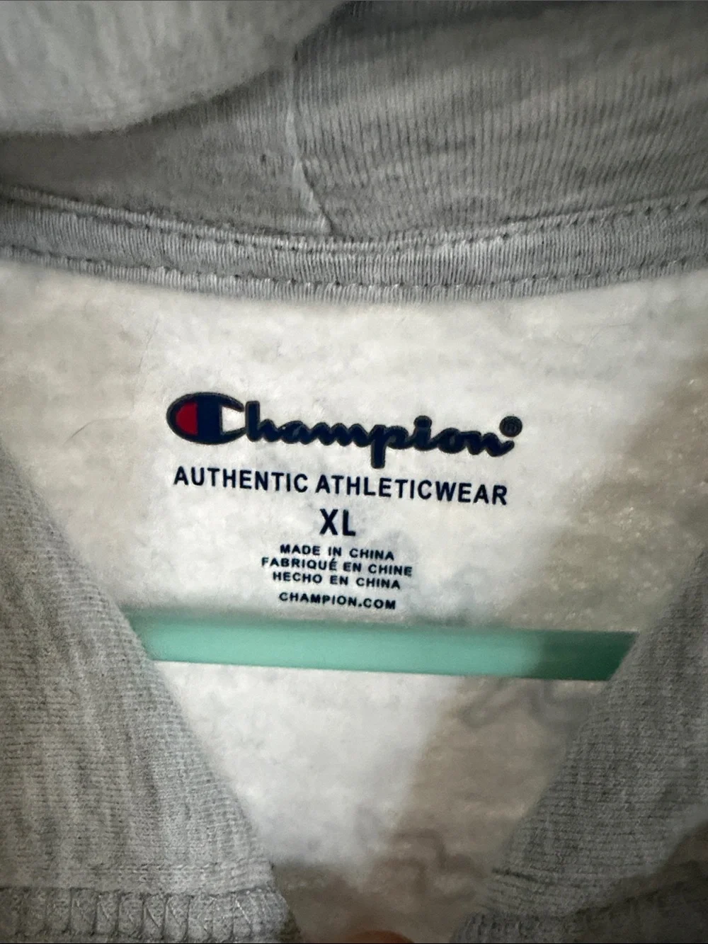 Champion Gray Zip-Up Hoodie with Multicolor Logo Outline